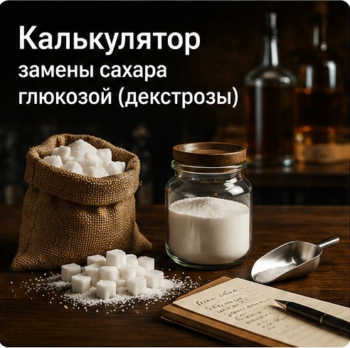 Калькулятор замены сахара глюкозой (декстрозы)